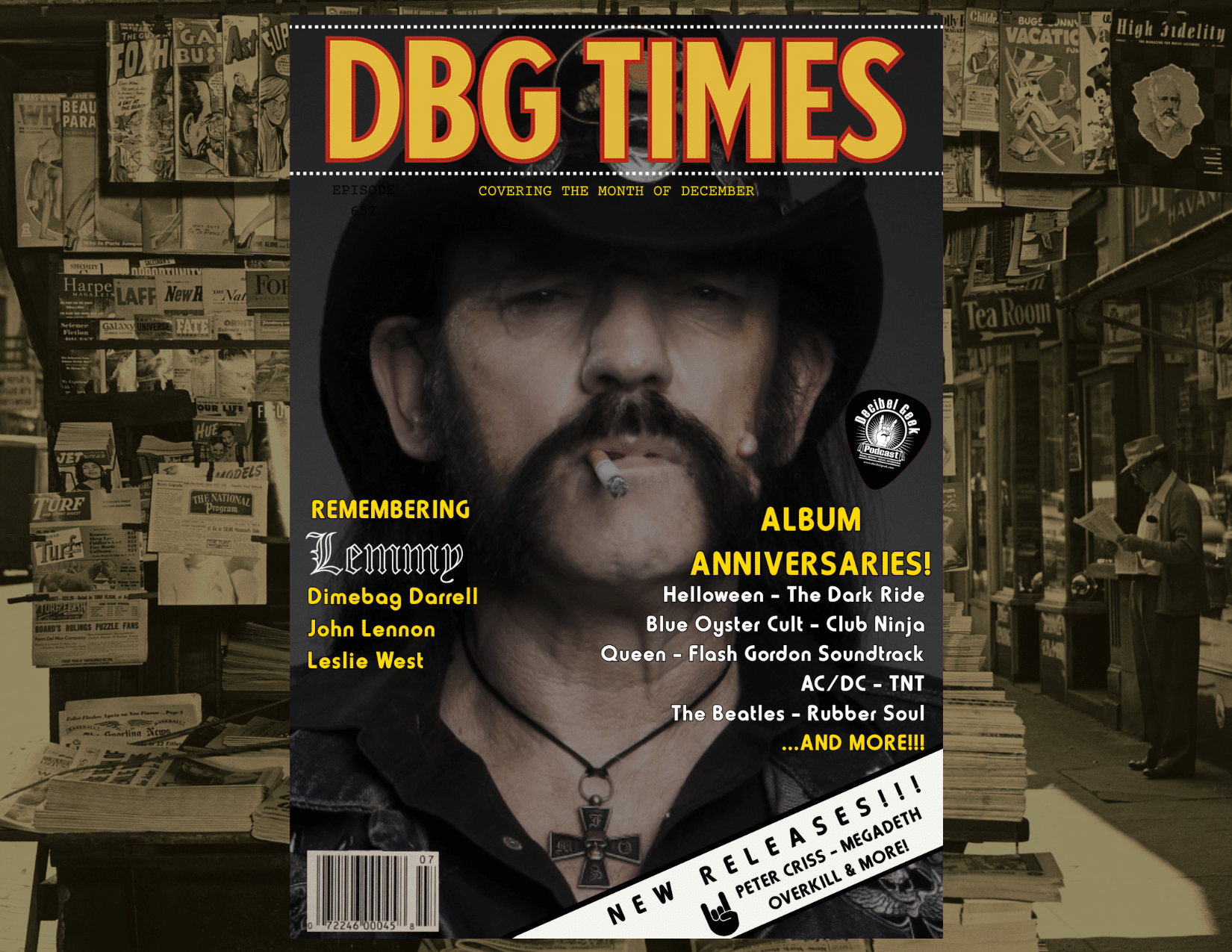 Decibel Geek Times December, rockstar deathdays, John Lennon tribute, Dimebag Darrell remembrance, Lemmy Kilmister legacy, Scott Weiland memorial, Tommy Bolin anniversary, Leslie West tribute, Ray Gillen legacy, album anniversaries, AC/DC TNT anniversary, Queen Flash Gordon soundtrack, Blue Öyster Cult Club Ninja, KoRn See You On The Other Side, Yungblud Weird album, Mr. Big What If reunion album, T-Rex self-titled album, Wishbone Ash debut album, The Beatles Rubber Soul, The Who My Generation, Rolling Stones December’s Children, classic rock history, metal album anniversaries, rock milestones, new rock releases, Peter Criss new music, Megadeth upcoming album, Alter Bridge new music, Michael Monroe release, Rob Zombie new album, John Corabi music, Lita Ford new music, Flea projects, Overkill new release, Saxon new album, hard rock news, heavy metal news, classic rock podcast, Decibel Geek podcast